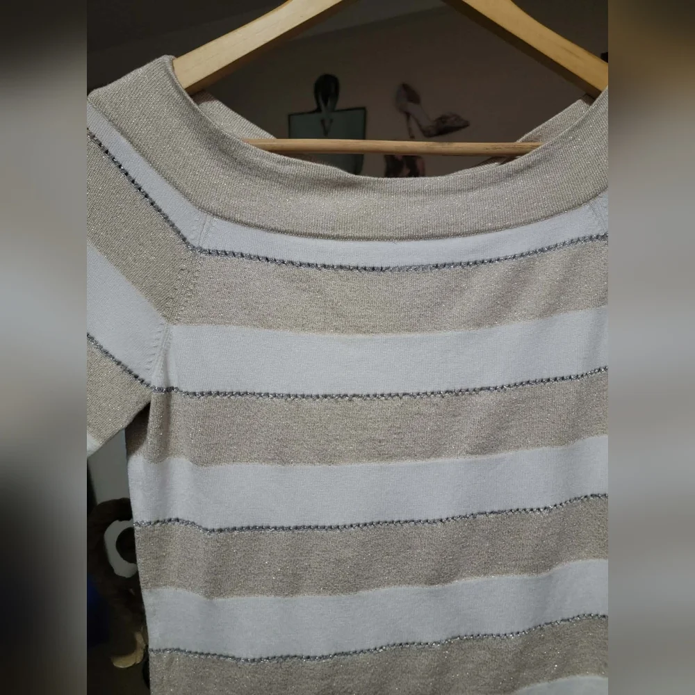 White House Black Market Metallic Striped Long Sleeve - Picture 3 of 5